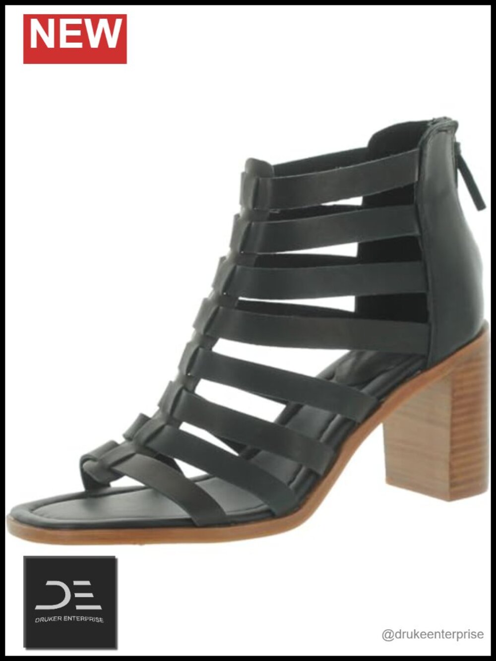 Sofft Stratford Women's Heeled Sandals Full-Grain Leather Back Zip Block Heel